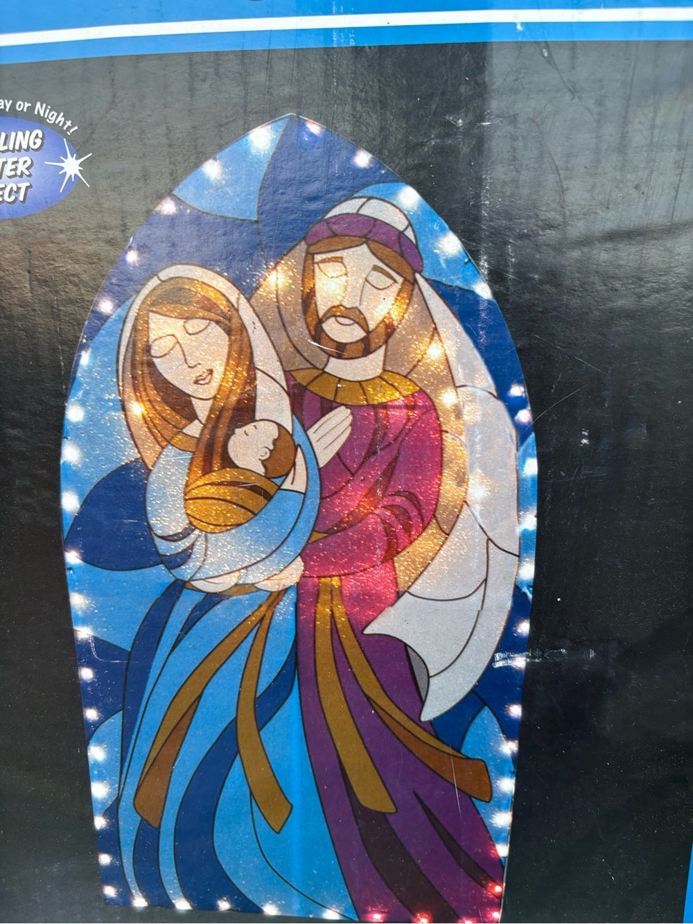Holiday Nativity Lighted Panel - Blue and Purple